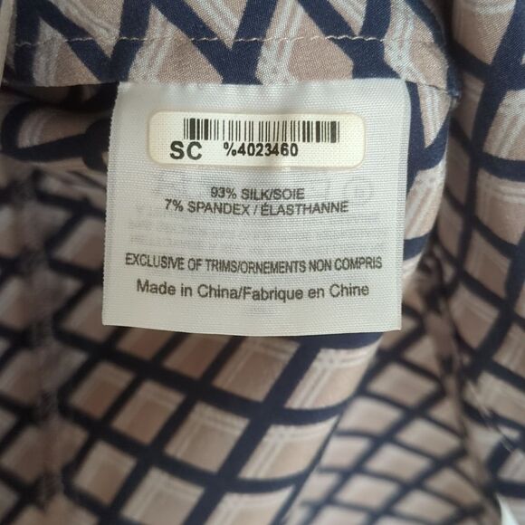 Tory Burch Silk Tunic in Navy/Beige Geo - Picture 6 of 8